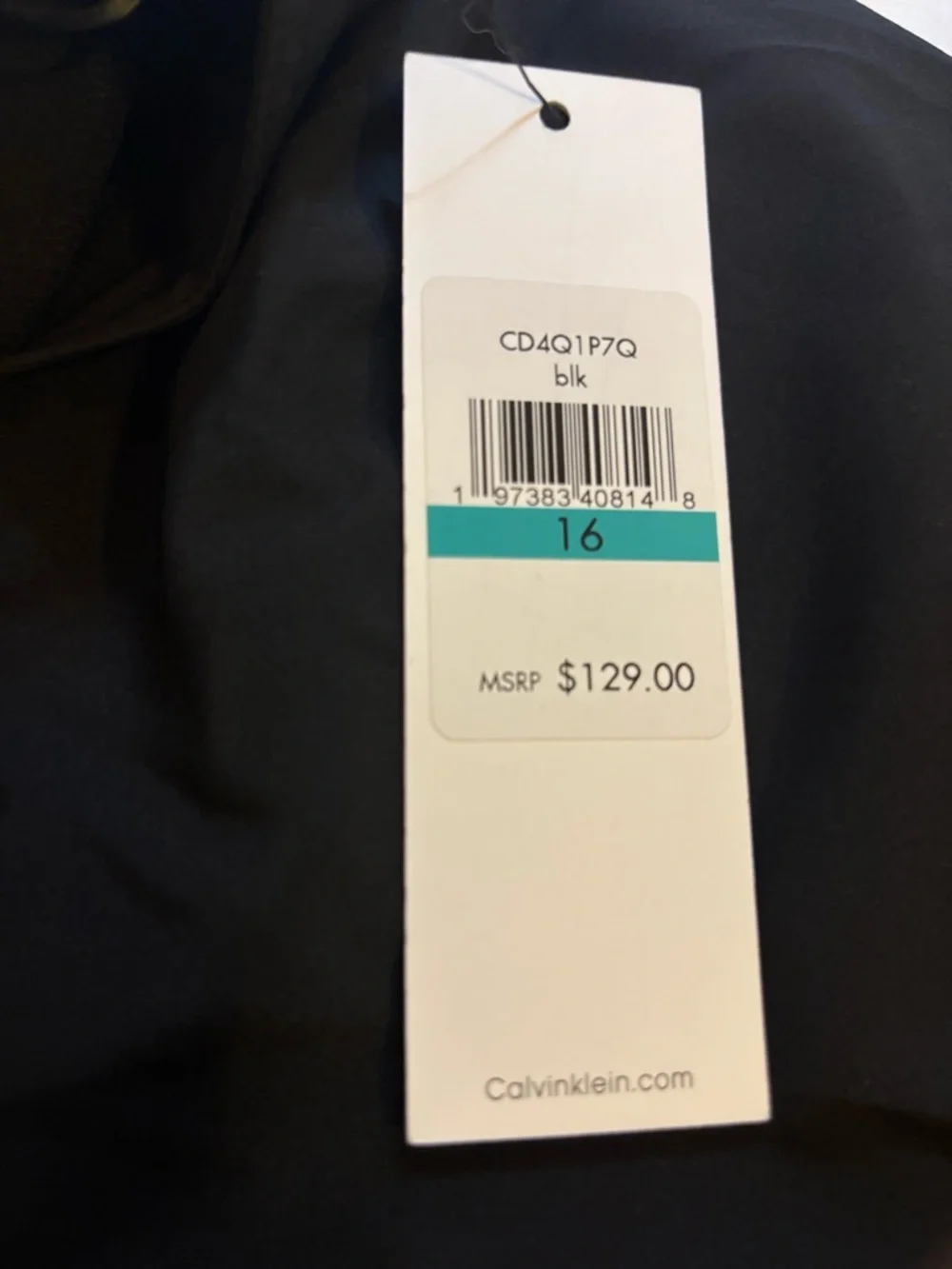 NWT Calvin Klein Black Commuter Sleeveless Drawstring Dress, Size XL - Picture 10 of 10